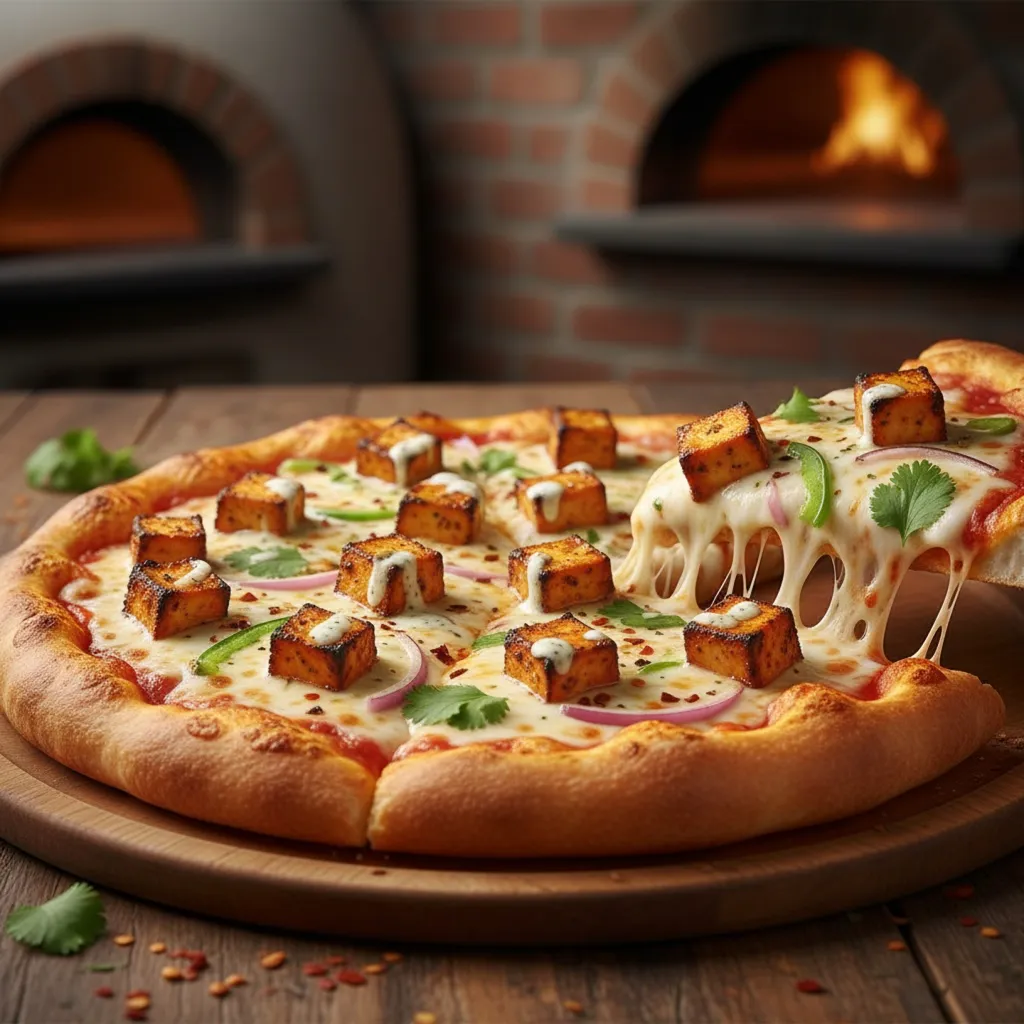 Unique Paneer Tikka Pizza at Strathcona Pizza in Edmonton, AB